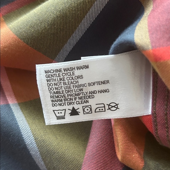 Orvis men’s casual button-down orange blue plaid wrinkle free size L - Picture 5 of 10